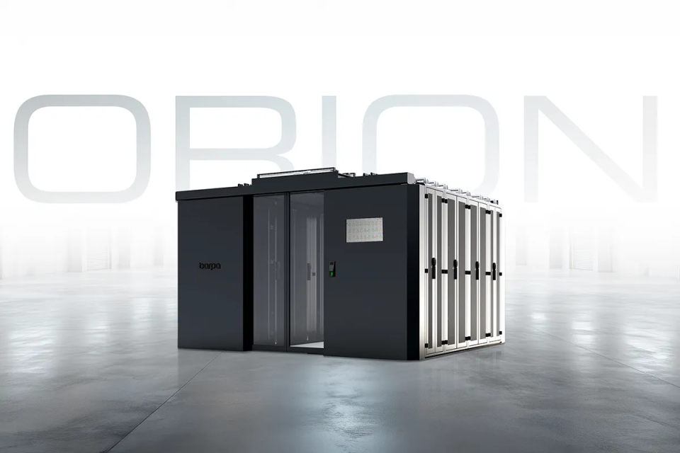 Modern black Orion storage unit in spacious environment.